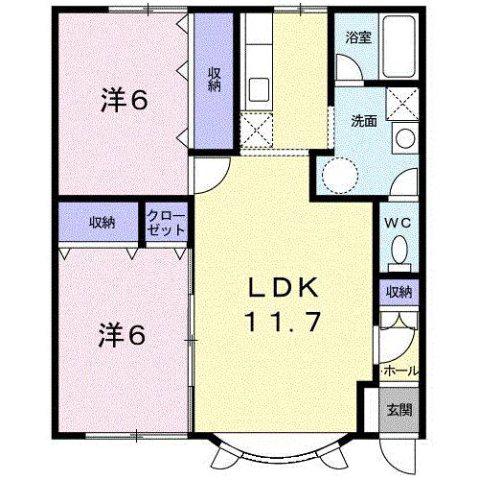 PARK喜多川C(2LDK/2階)の間取り写真