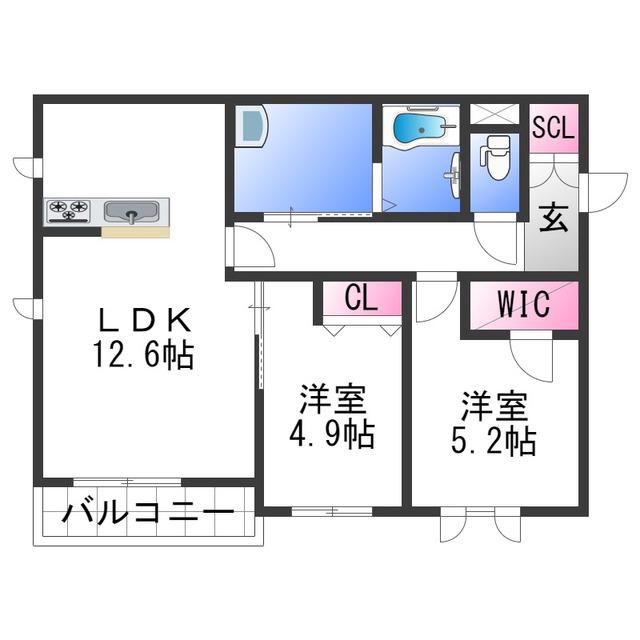 シャーメゾンMS(2LDK/1階)の間取り写真