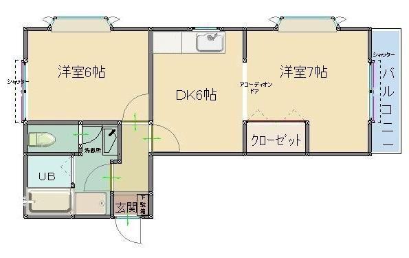 メゾンエミネンス(2DK/2階)の間取り写真