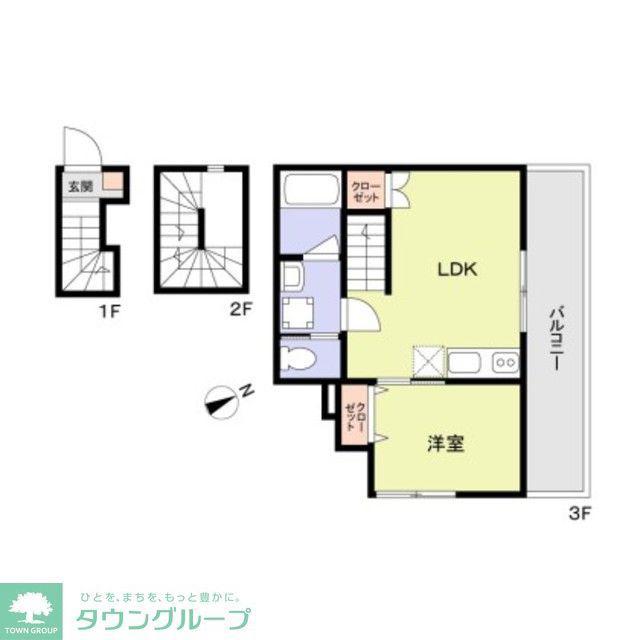 WOODCREST大井RESIDENCE(1LDK/3階)の間取り写真
