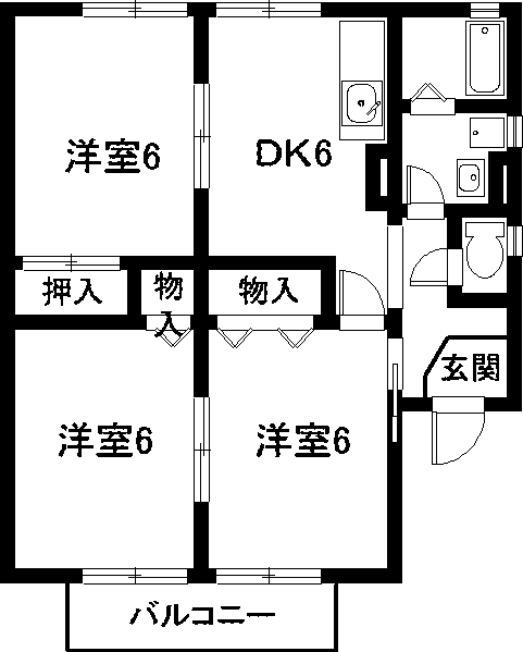 グリーンコートA(3DK/2階)の間取り写真