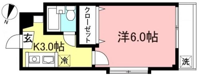 フローラハイム(1K/1階)の間取り写真