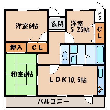 ファインヴィレッジ(3LDK/2階)の間取り写真