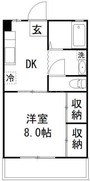 さくらビル(1DK/2階)の間取り写真
