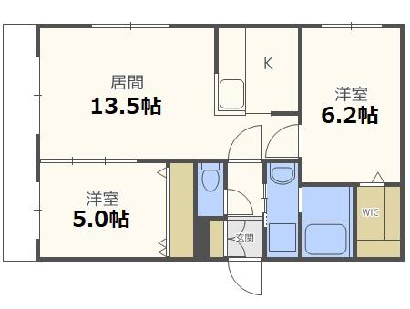 シティプレミア豊平(2LDK/2階)の間取り写真