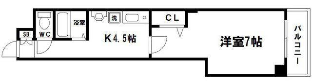 ドエル南船場(1K/10階)の間取り写真
