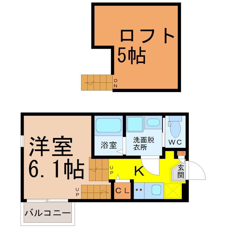 ハーモニーテラス大秋町(1K/1階)の間取り写真