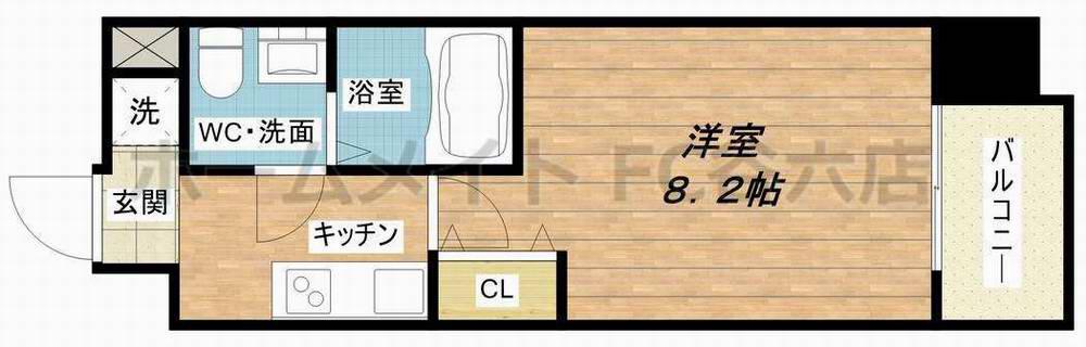 サンヴィラ都島北通(1K/8階)の間取り写真