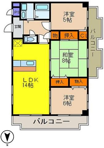レジデンス桜の町(3LDK/1階)の間取り写真