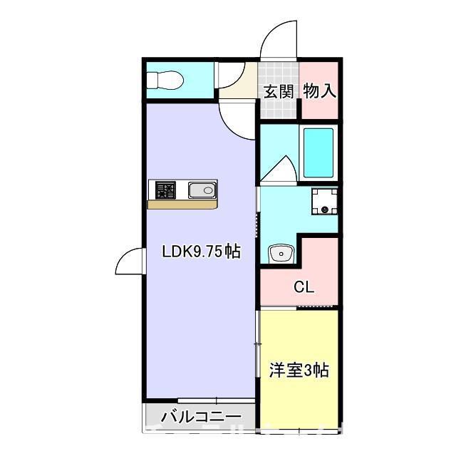 ＪＲ東海道本線 豊橋駅 徒歩9分 2階建 築6年(1LDK/1階)の間取り写真