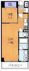 ARISA COURT(1LDK/6階)の間取り写真