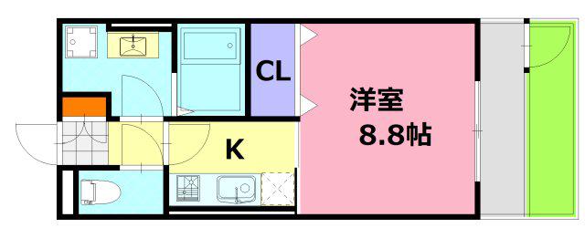 LE DOME西霞(1K/1階)の間取り写真
