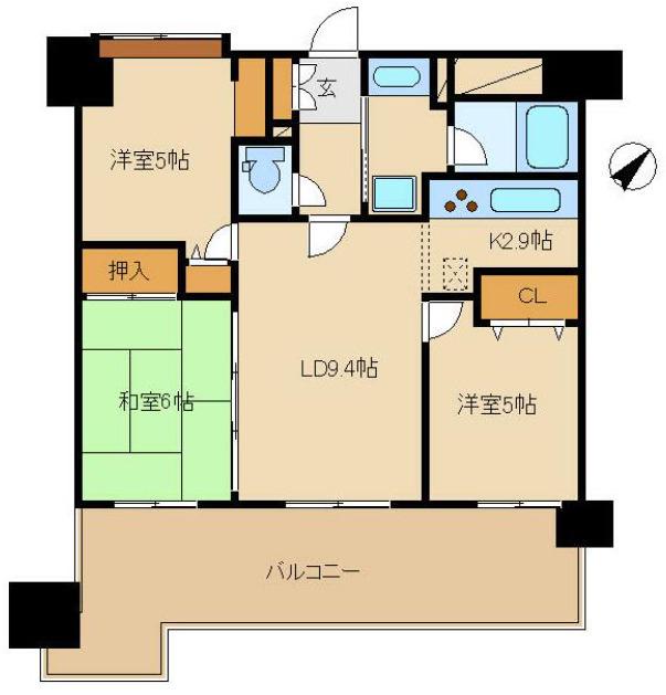 ライオンズガーデン町田駅南(3LDK/2階)の間取り写真