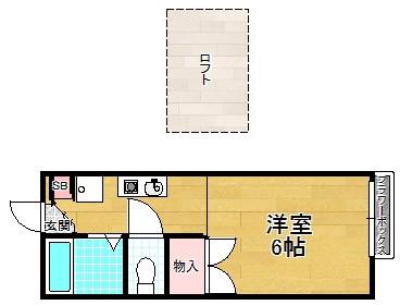 JUN I(ワンルーム/1階)の間取り写真