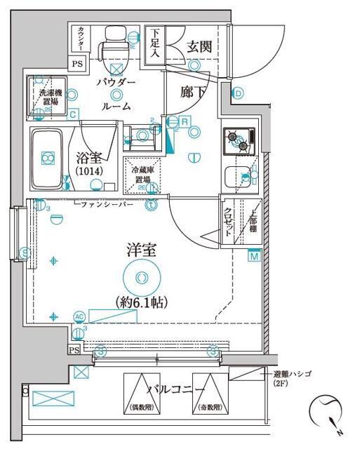 クレイシア品川戸越(1K/5階)の間取り写真