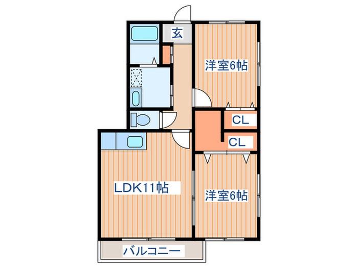 パルメゾン南(2LDK/2階)の間取り写真