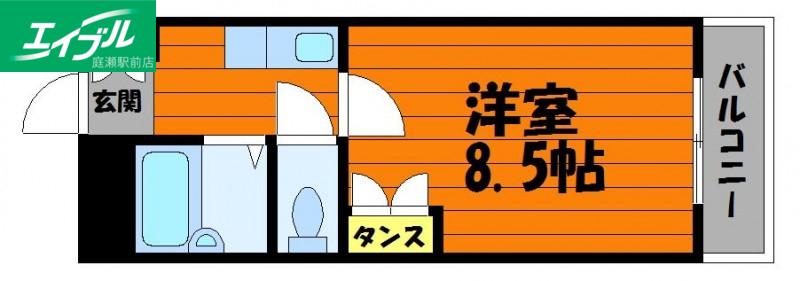 ブロードヒル II(1K/1階)の間取り写真