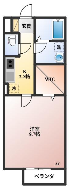 ノイエスグート(1K/2階)の間取り写真