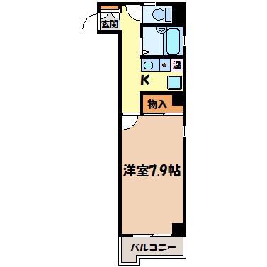 グランパス檀溪(1K/1階)の間取り写真