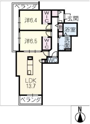 CRESTIA(2LDK/3階)の間取り写真