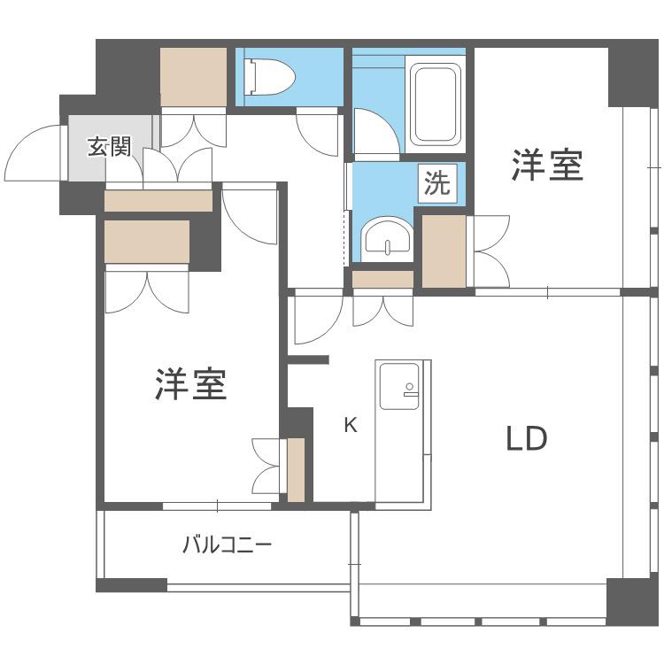 ラフィネタワー札幌南3条(2LDK/8階)の間取り写真