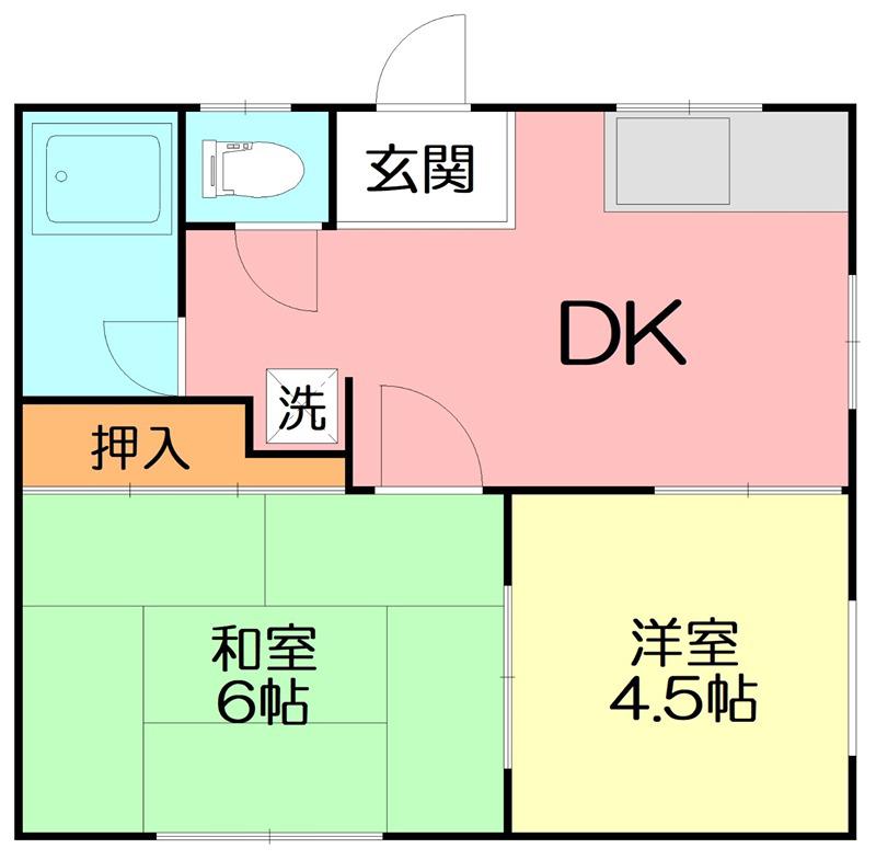 箱山ハイツA棟(2DK/2階)の間取り写真