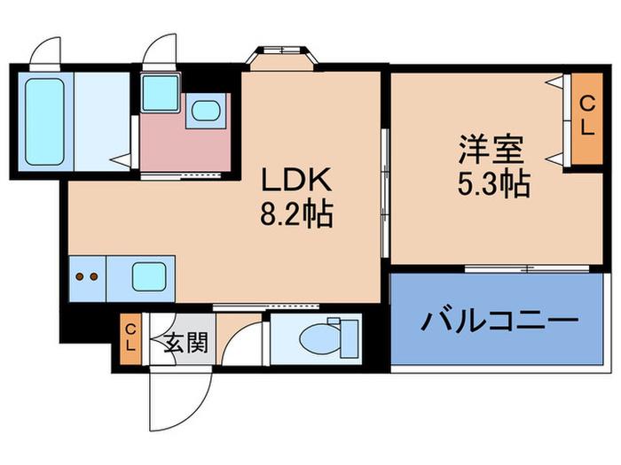 クリエオーレ長橋(1LDK/2階)の間取り写真