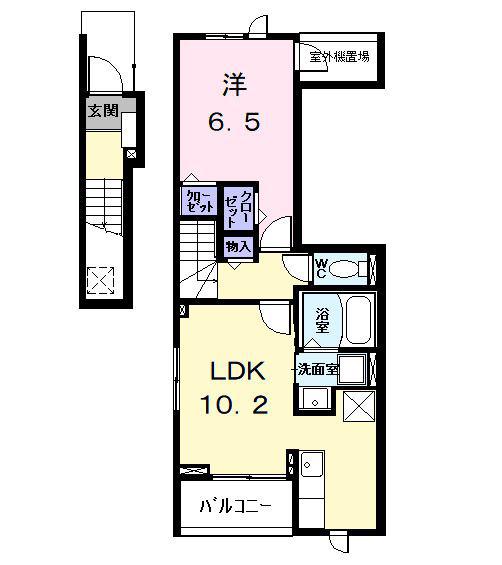 グレイスフル(1LDK/2階)の間取り写真