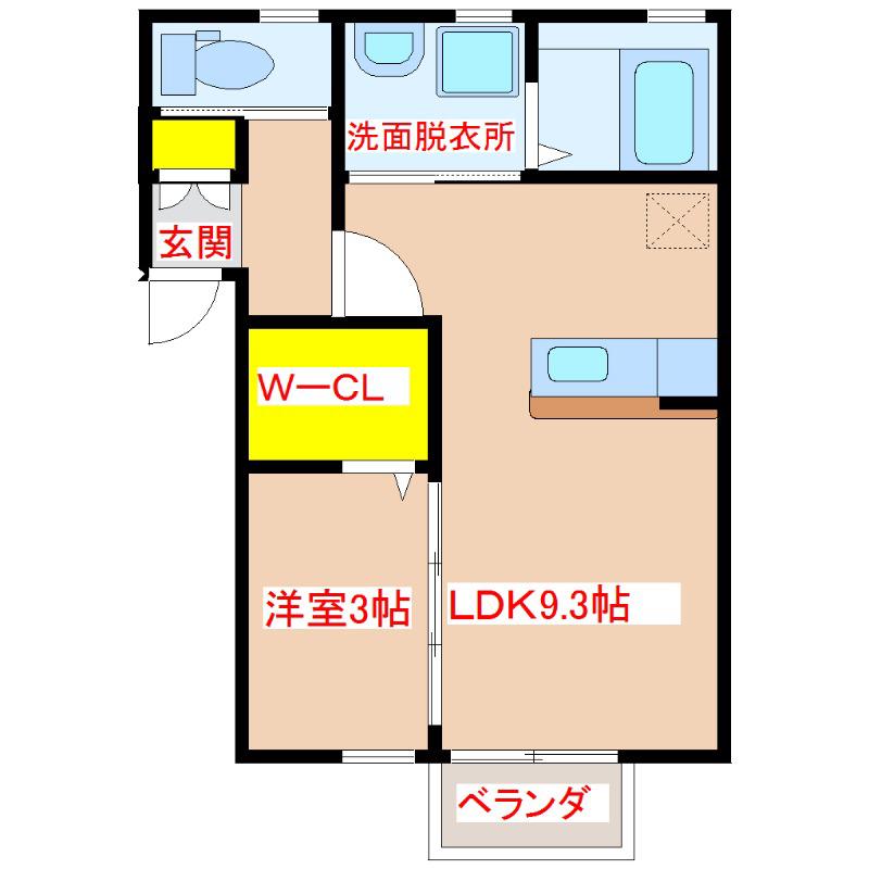 ソレアードI(1LDK/1階)の間取り写真