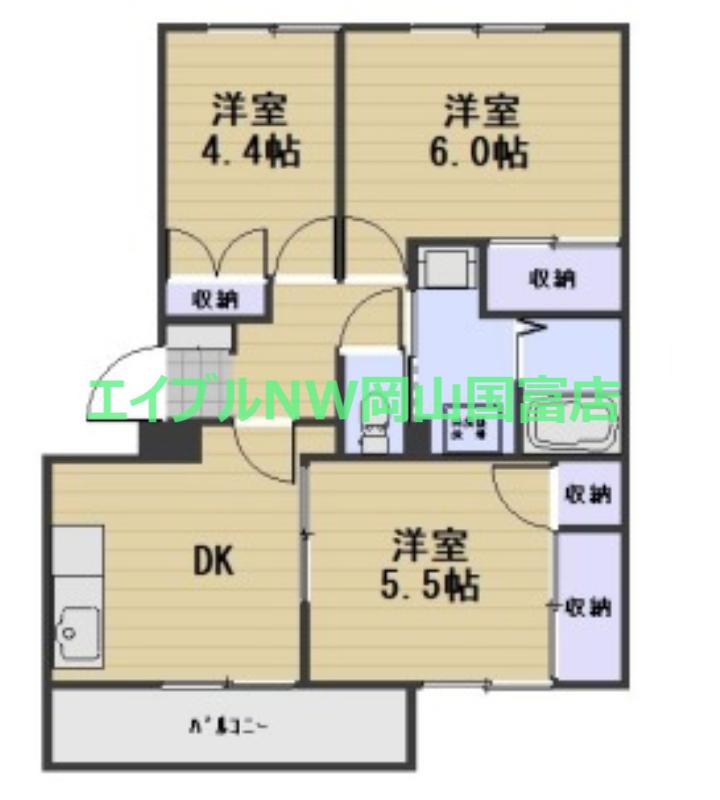 シャルマン竜之口B(3DK/3階)の間取り写真