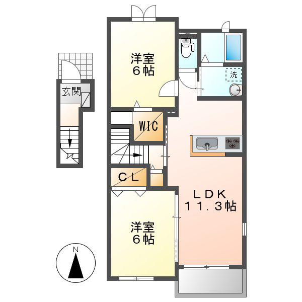 リアン 2(2LDK/2階)の間取り写真