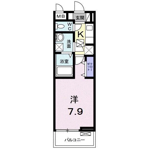 ブッシュ クローバー VII(1K/1階)の間取り写真