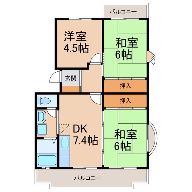 グランメール(3DK/2階)の間取り写真