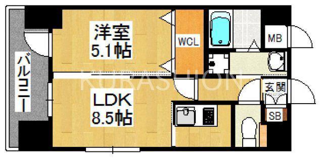 イルマーレ博多(1LDK/3階)の間取り写真