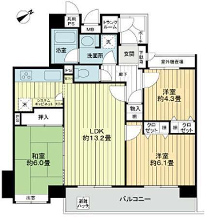 アーベイン・エス朝霞三原(3LDK/2階)の間取り写真