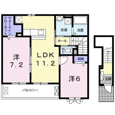 リバーガーデン(2LDK/2階)の間取り写真