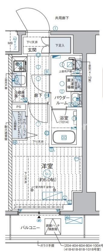 ジェノヴィア西横浜(1K/8階)の間取り写真