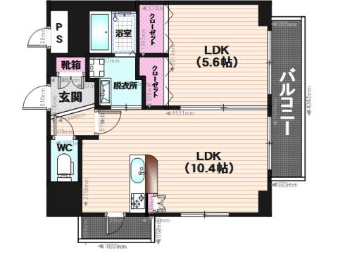 ラヴェリテ筑紫通(1LDK/5階)の間取り写真