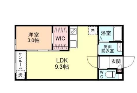 FIRST SQUARE A棟(1LDK/1階)の間取り写真