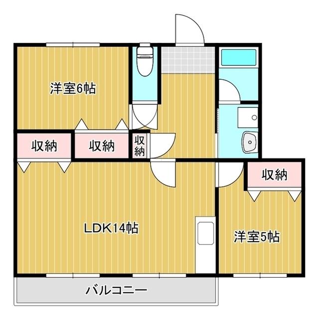 リーフ井野(2LDK/3階)の間取り写真