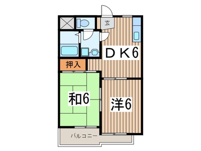 ビューフラット・ナカイ(2DK/2階)の間取り写真