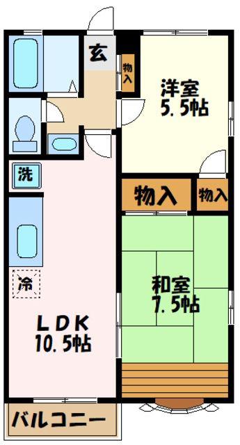 カーサ・ビオレータ(2LDK/2階)の間取り写真