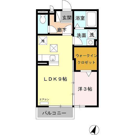 リビングタウンいせI(1LDK/1階)の間取り写真