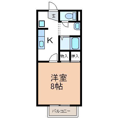 ＪＲ東海道本線 三河安城駅 徒歩15分 2階建 築21年(1K/1階)の間取り写真