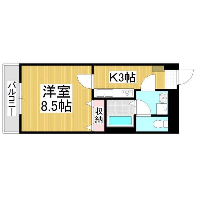 ロンサール竹淵(1K/3階)の間取り写真
