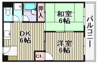 レユシール谷村南上町(2DK/2階)の間取り写真