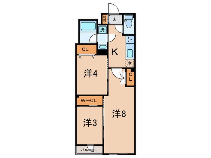 ゲートマークス三軒茶屋(3K/2階)の間取り写真