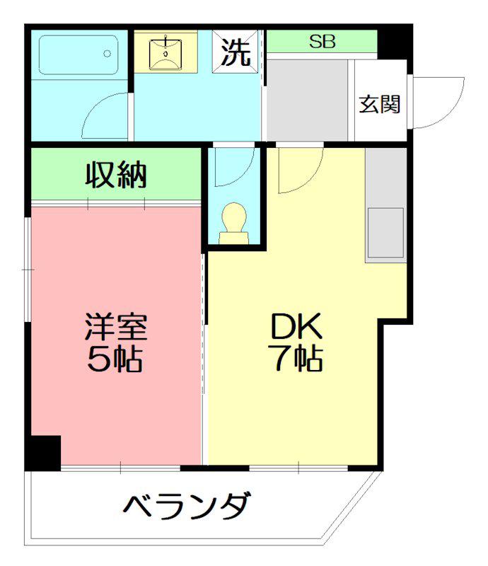 大貫ビル(1DK/8階)の間取り写真