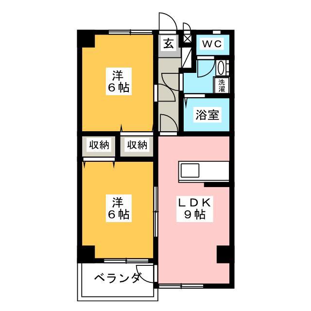 インペリアルハイツHIRO(2LDK/3階)の間取り写真