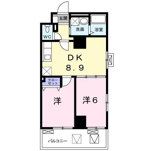 GROUND WELL(2DK/6階)の間取り写真